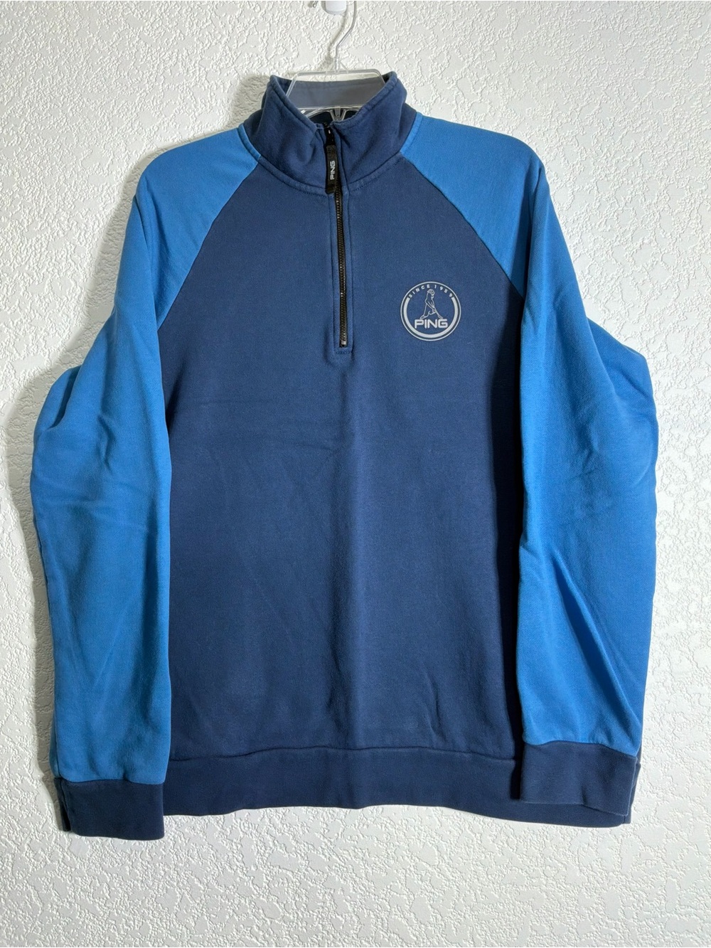 PING Men's Navy and Blue Quarter-Zip Pullover Sweatshirt Size XL